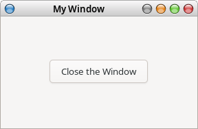 A GTK window with a button